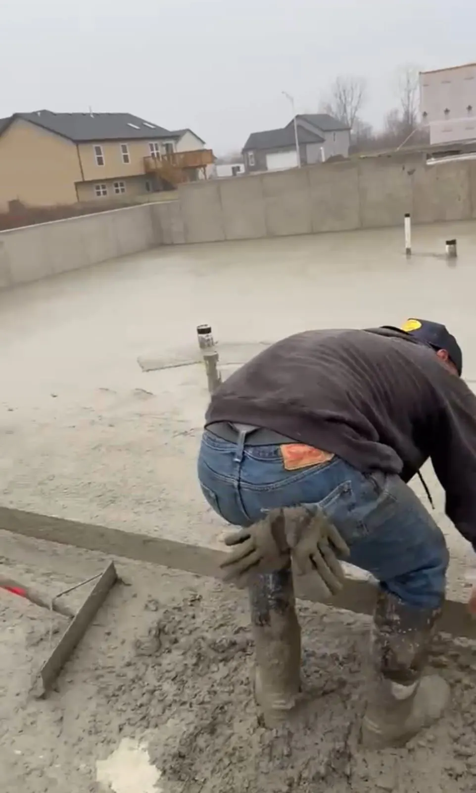 Basement slab construction project