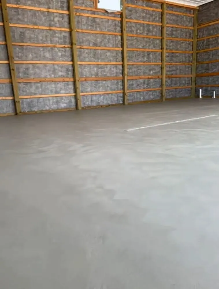 Garage slab poured level