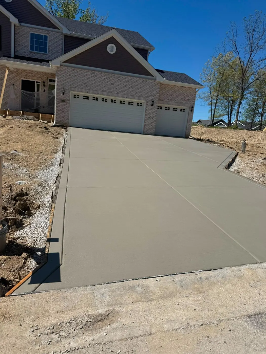 Completed concrete driveway project