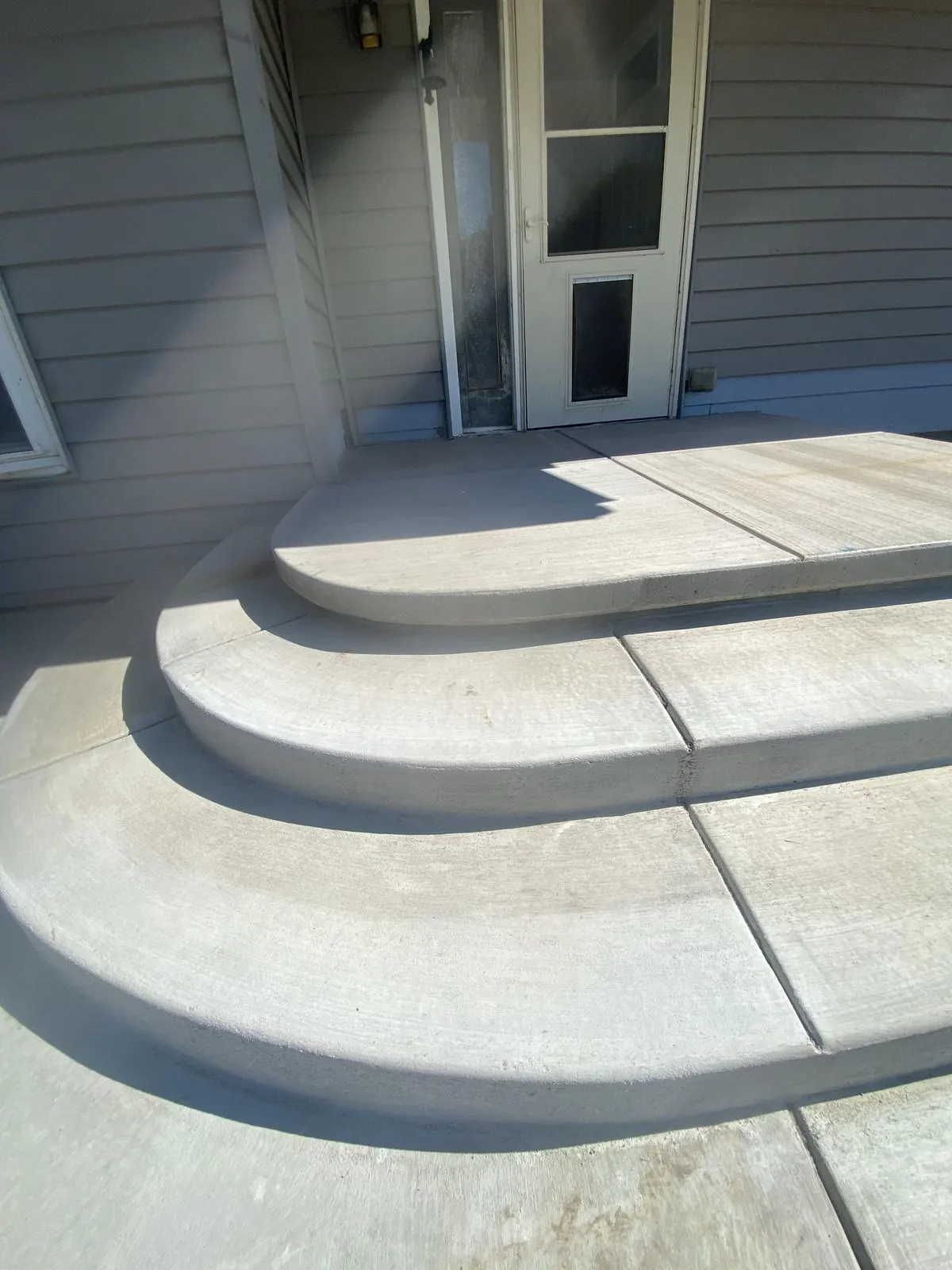Finished curved porch steps